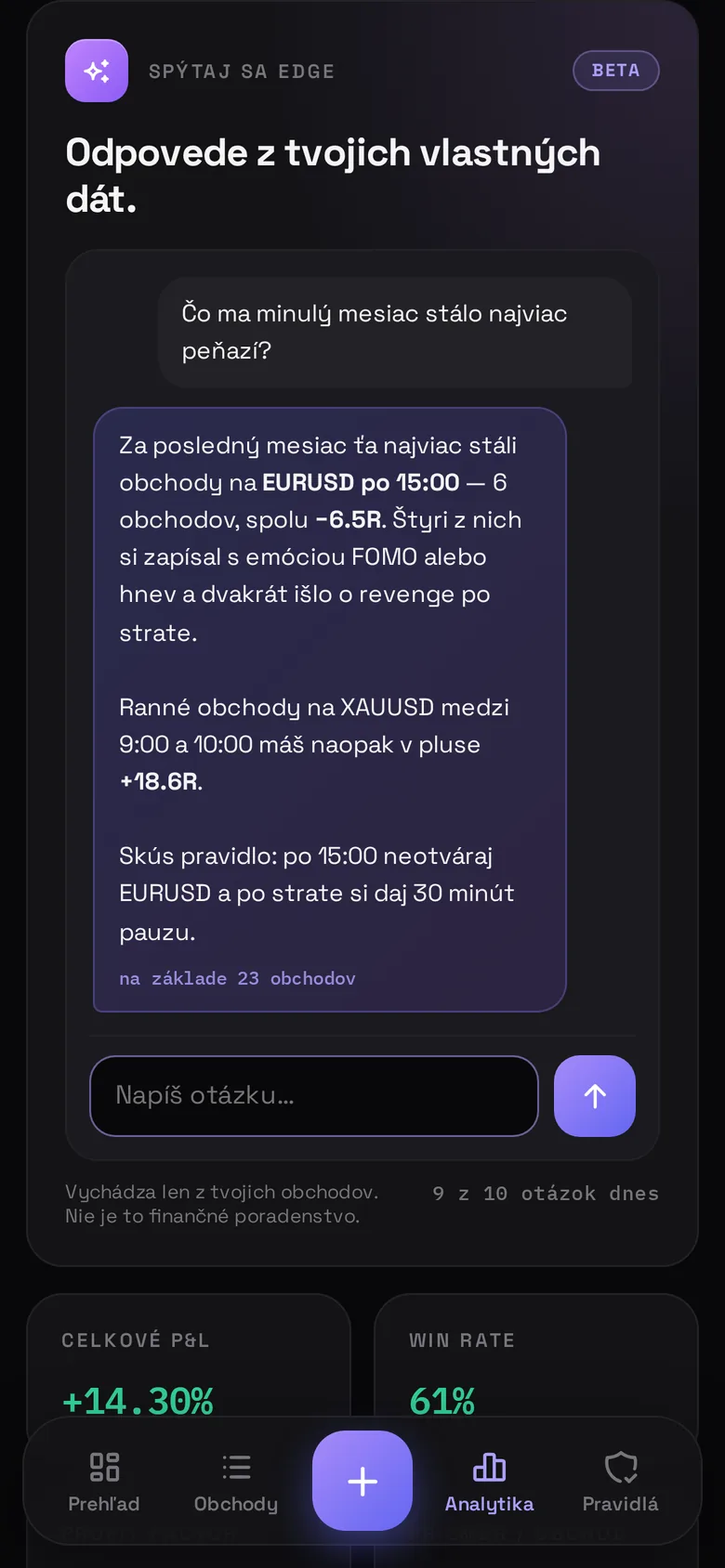 Chat Spýtaj sa Edge s odpoveďou na základe 23 obchodov